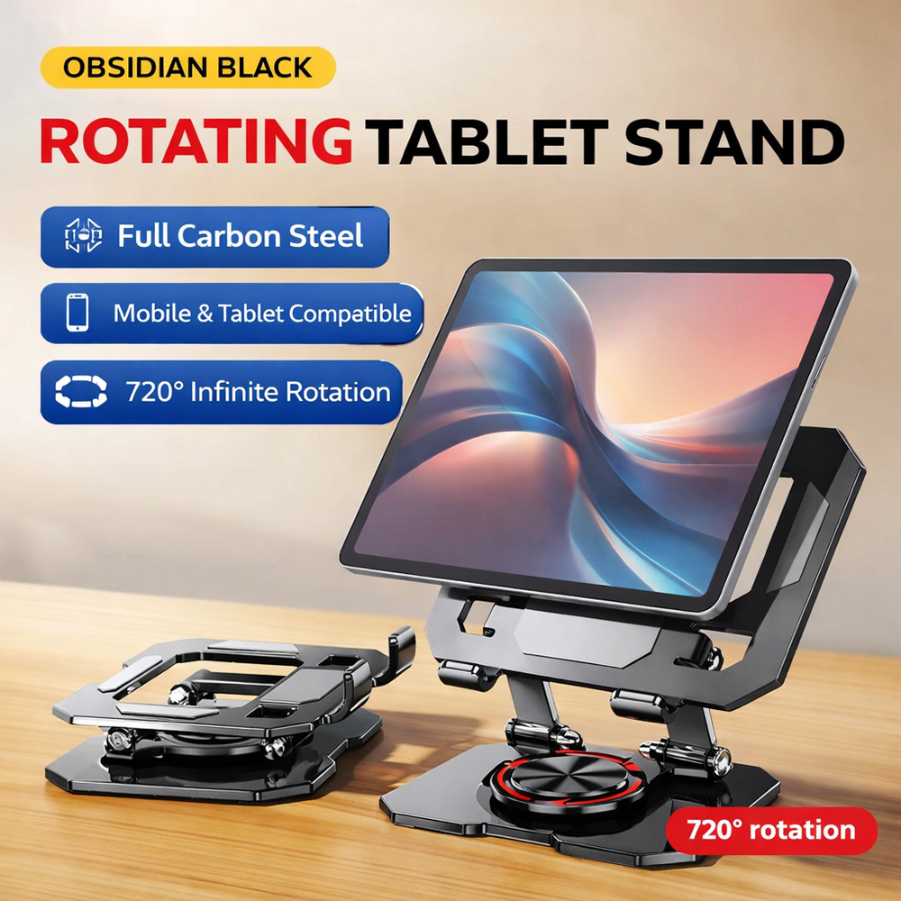 Tablet Accessories For Kids - 360° Rotating Metal Tablet Stand Foldable