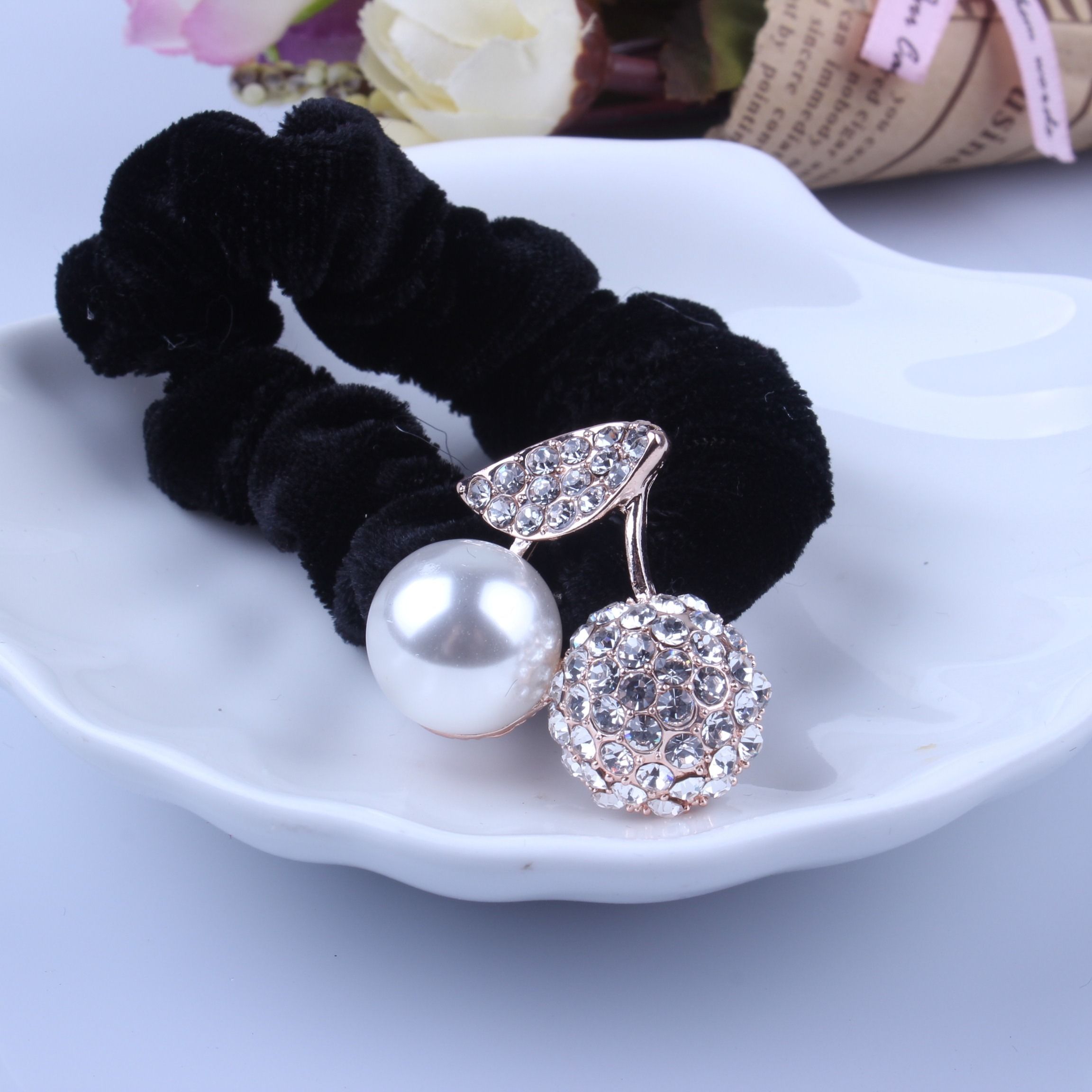 1 PC Black Velvet Scrunchies P - Tablet Accessories For Girls ulasan dan harga