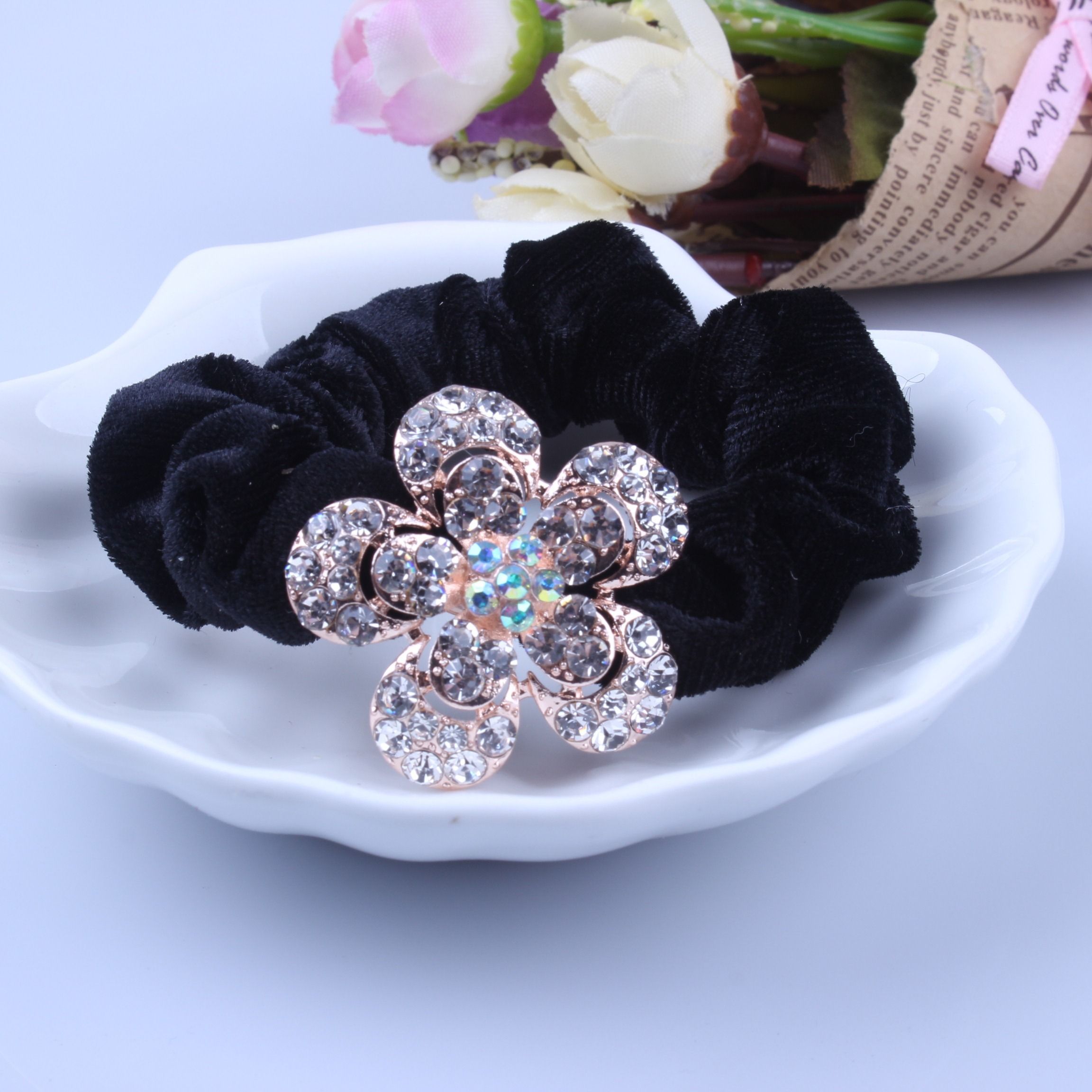 1 PC Black Velvet Scrunchies P - Tablet Accessories For Girls ulasan dan harga